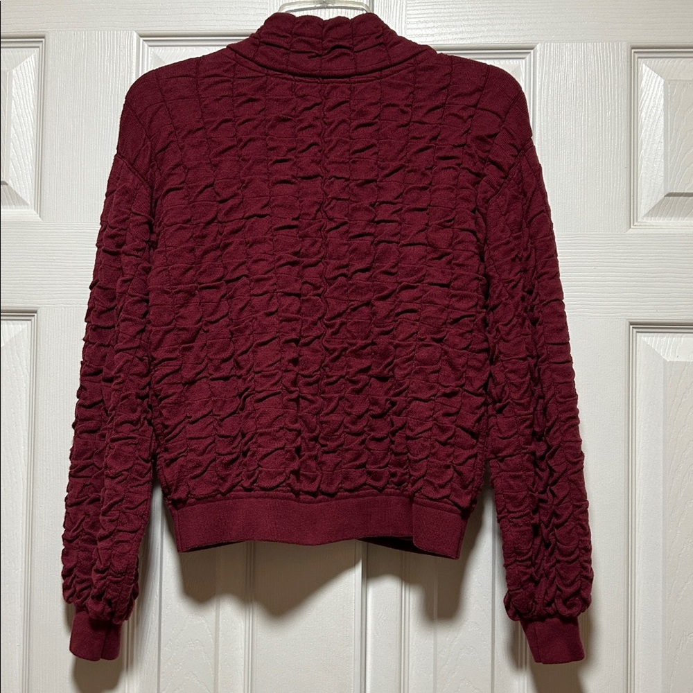 Free People Beach Burgundy Red Textured Knit Cardigan Jacket - Size X-Small - Picture 3 of 9